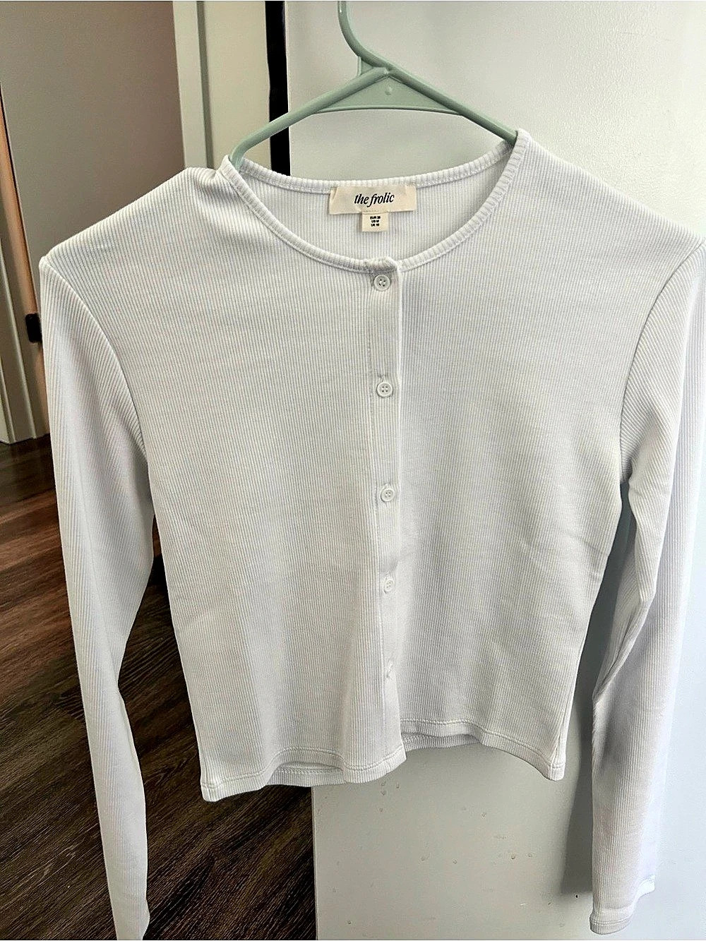 the frolic Ribbed Button Through Cardigan White Set Size Medium